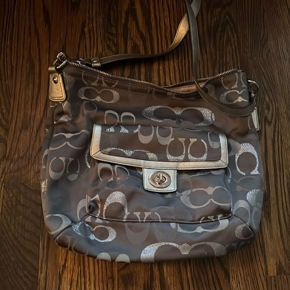 Silver/Gray Coach shoulder bag